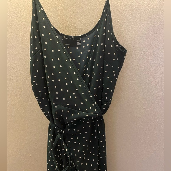 ASOS Polka Dot Cami Wrap Dress | Dark Green | Petite - Picture 6 of 6